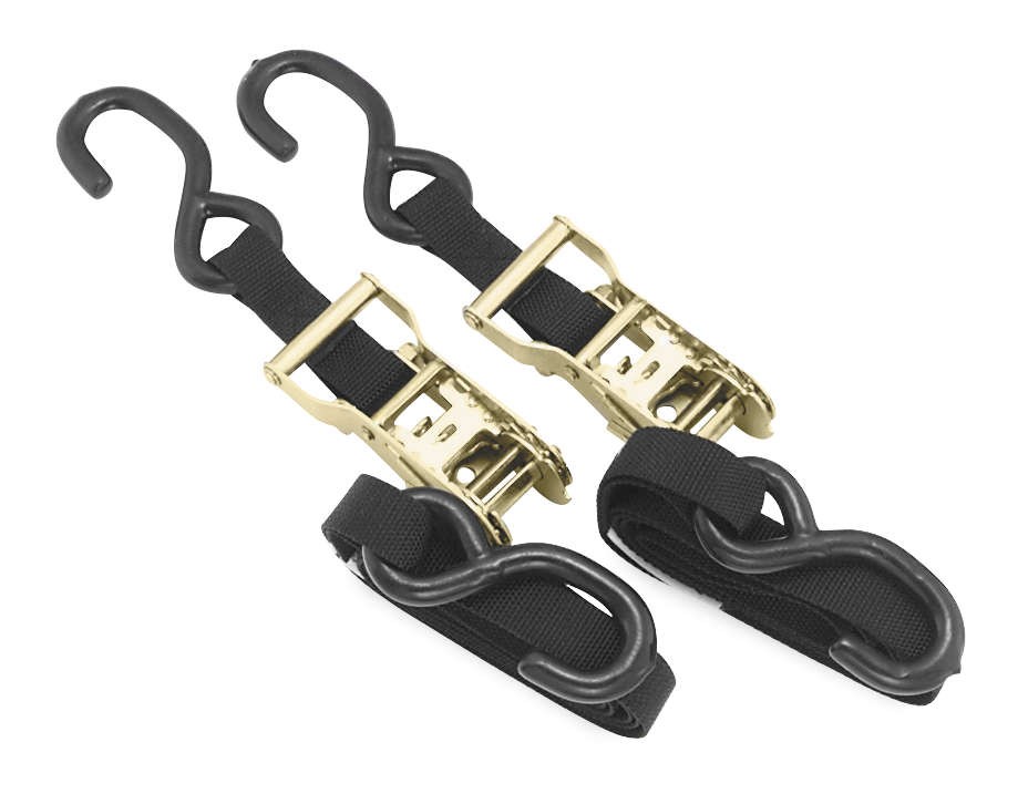 BikeMaster Ratchet Tie Downs Pair 1" x 66" Black 100524