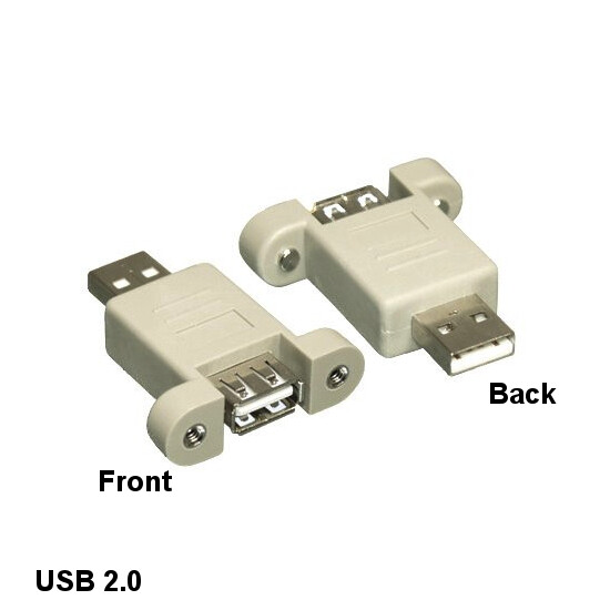 USB 2.0 A Male to A Female Panel-Mount Style Port Saver Adapter PC Laptop HDD