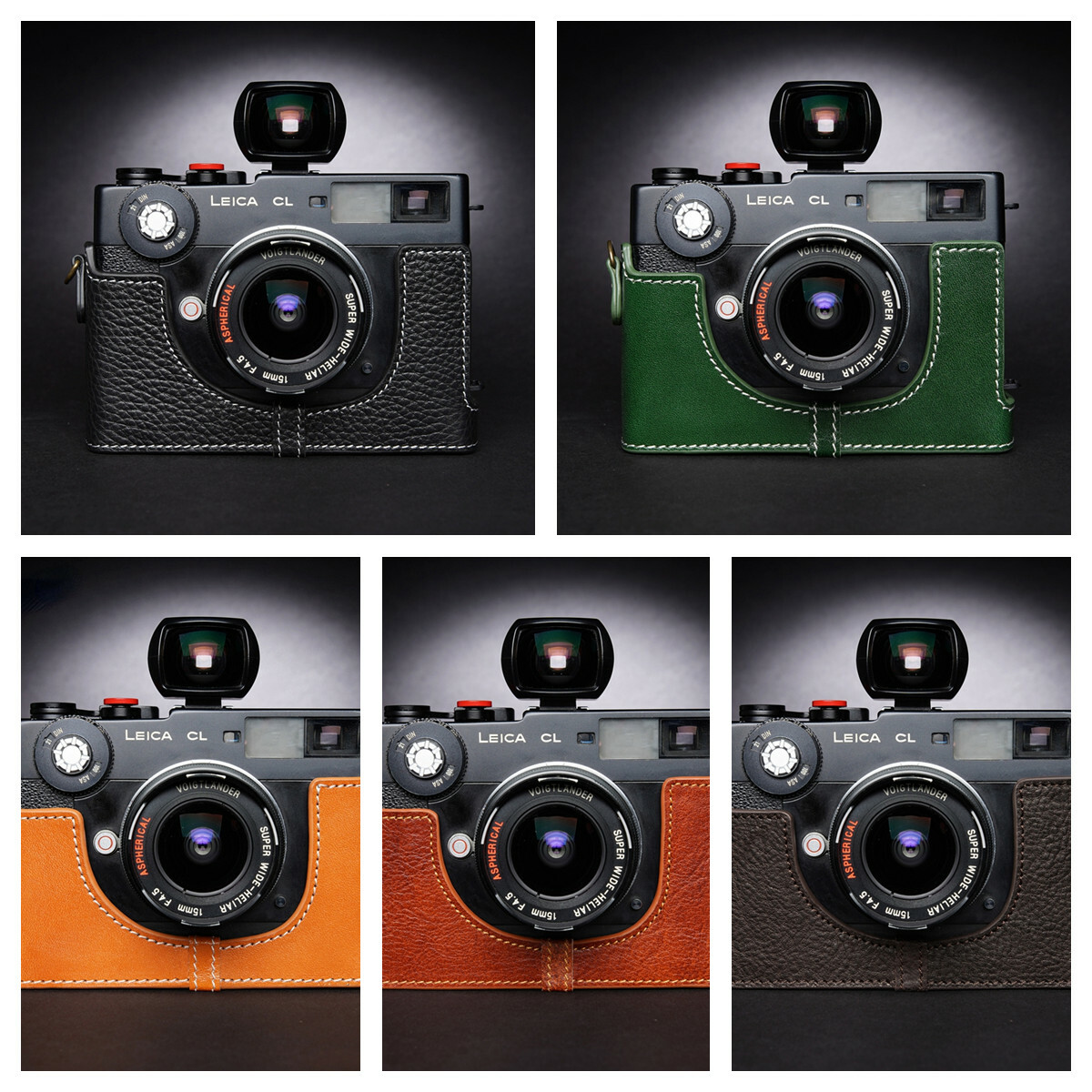 Handmade Top Layer Genuine Real Leather Half Camera Case Bag Cover For Leica CL