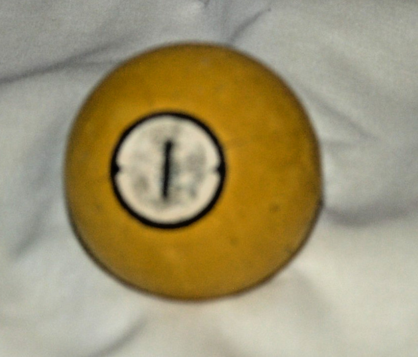 Vintage 2 1/4" Clay Billiard Pool Ball #1 in White Circle with Points Solid Ball