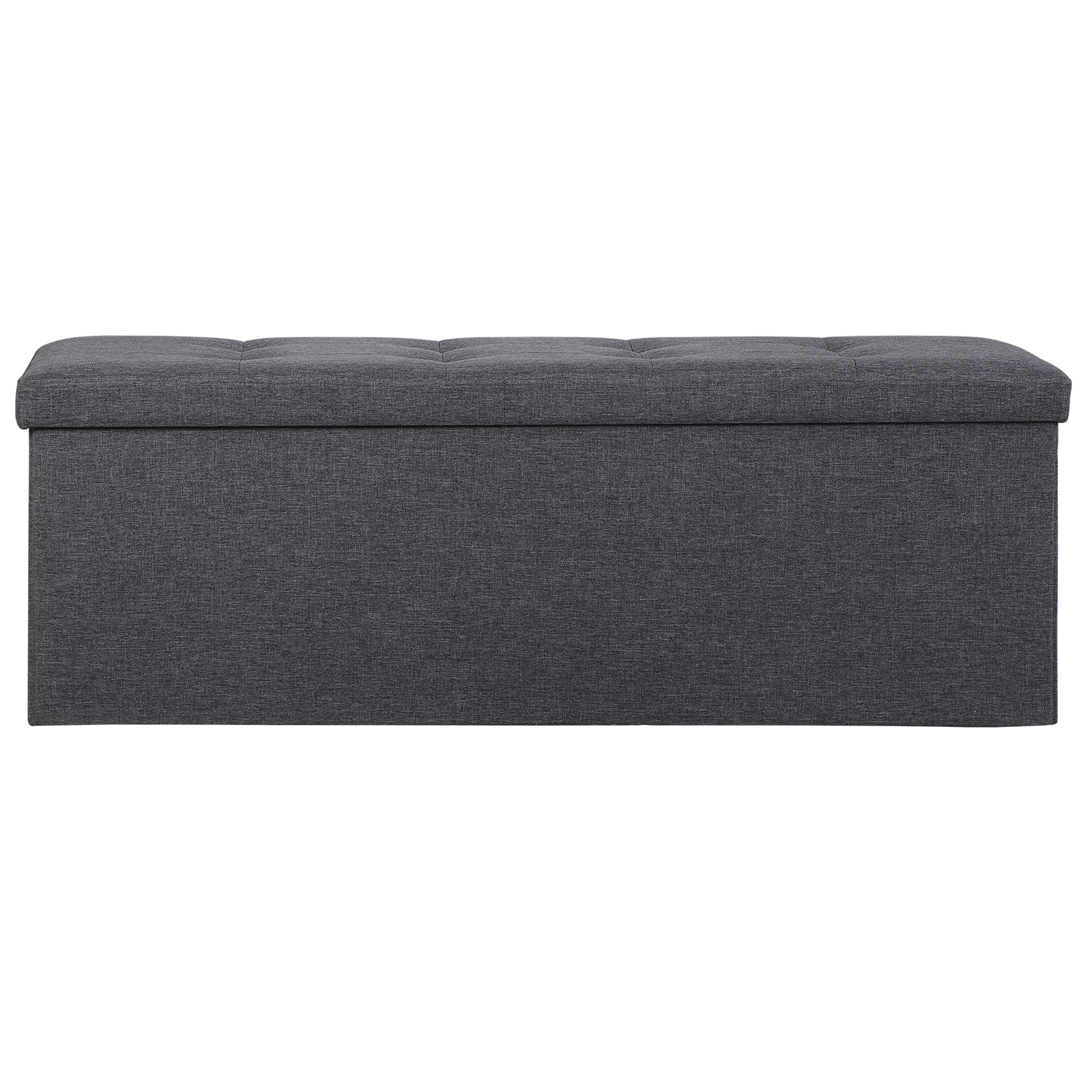 Folding Storage Ottoman Bench 43Inch Footrest Storage Chest w/Divider Dark Gray
