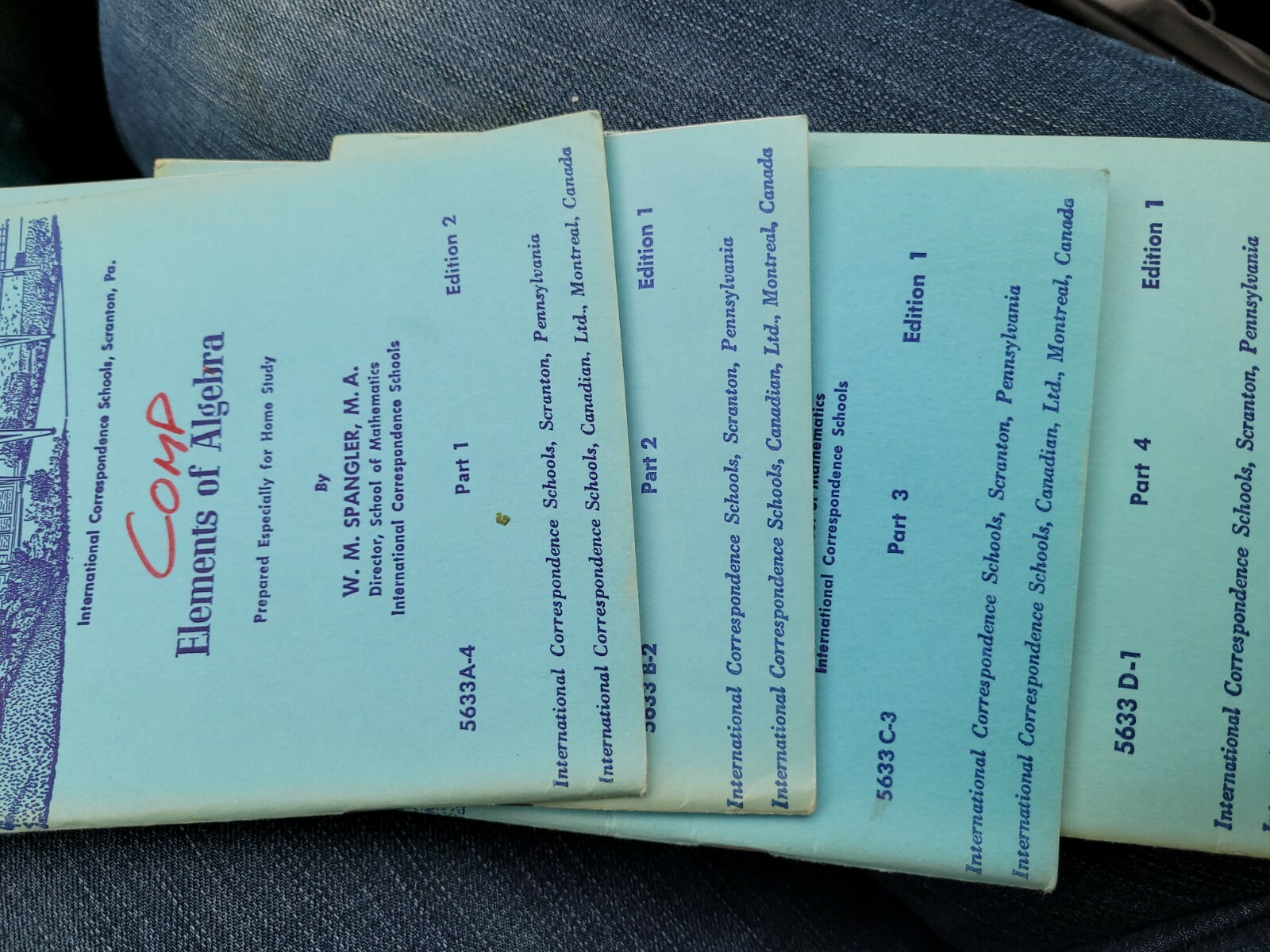 Lot of 4 Elements of Algebra Parts 1 2 3 4cr dates 1945 to 1953 VG SY73