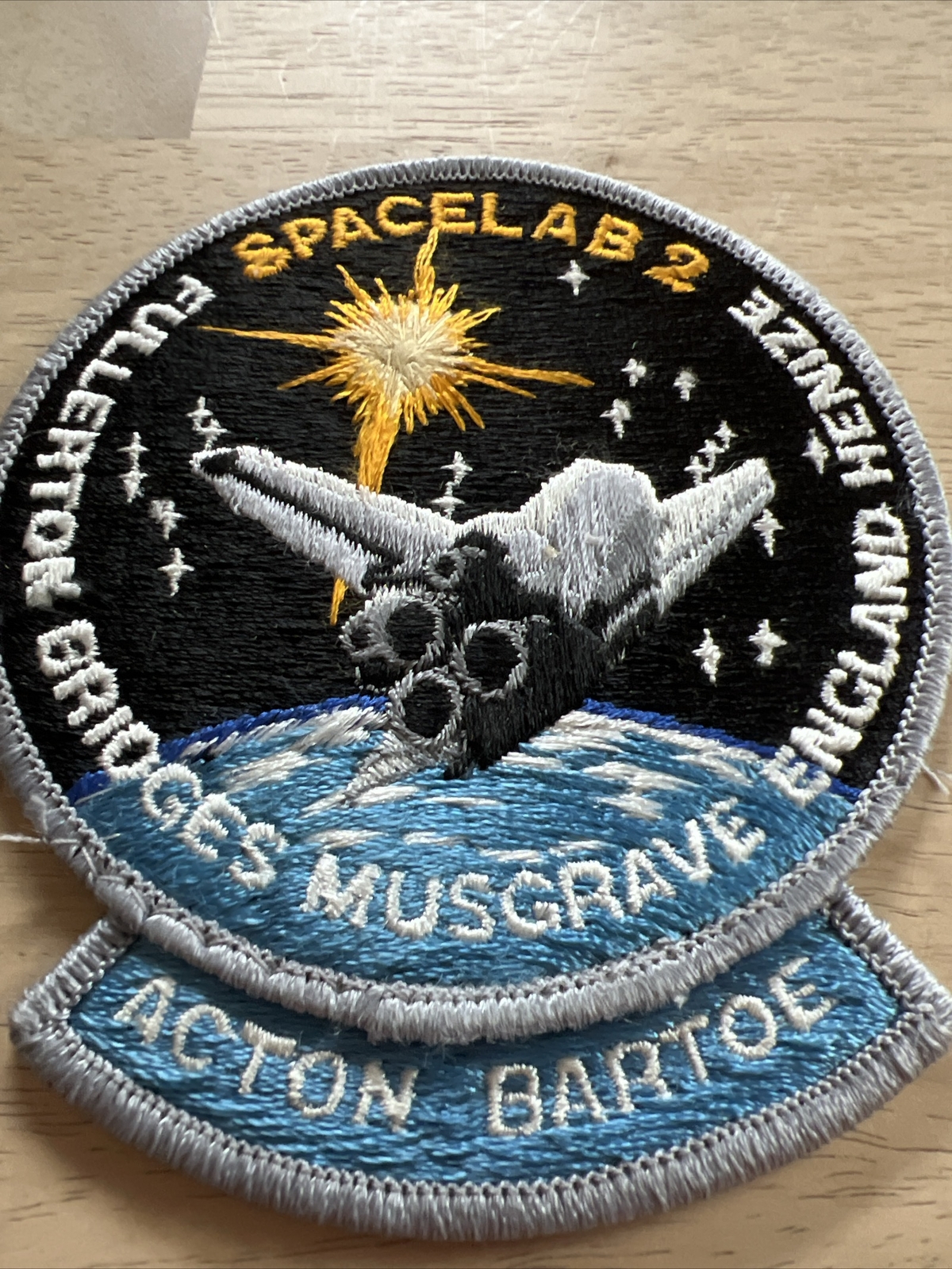 US NASA Space SHUTTLE Program Patch SPACELAB 2 ACTON BARTOE FULLERTON BRIDGES