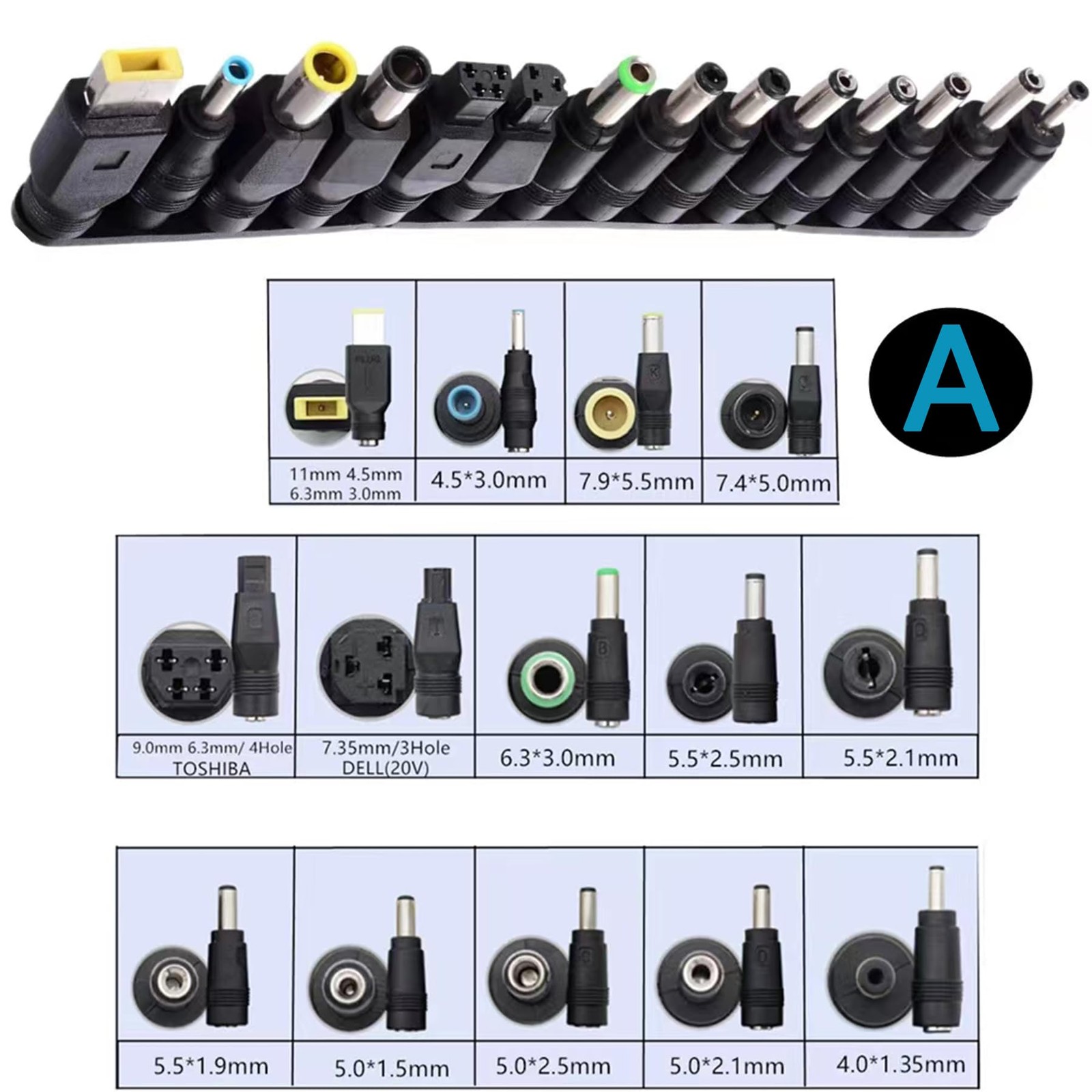 minidodoca Laptop DC Power Adapter Kits 41 41 Values Plug Kit, Black