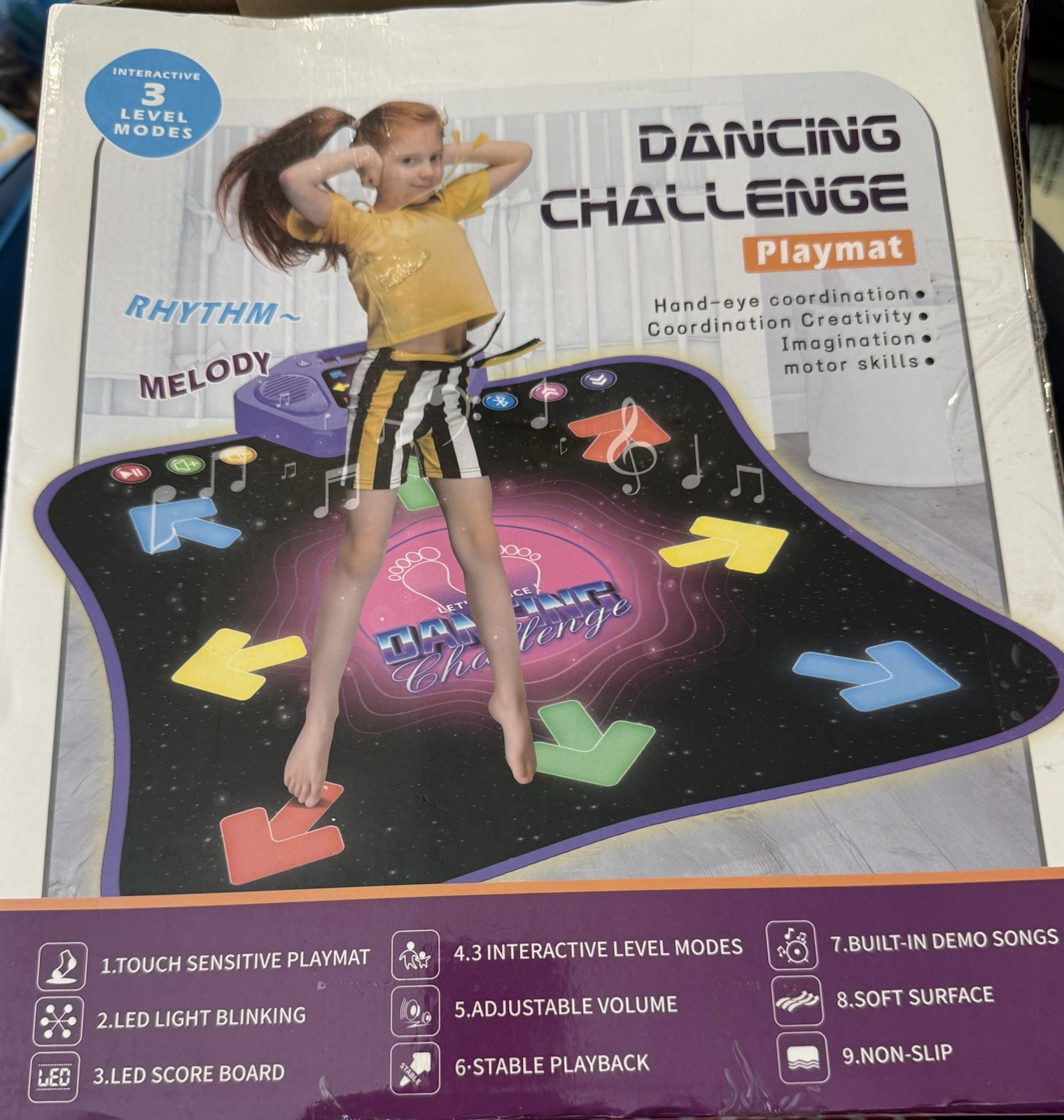 Dancing Challenge PlayMat 3 Levels Touch & Learn Electronic Dance Pad LED Light