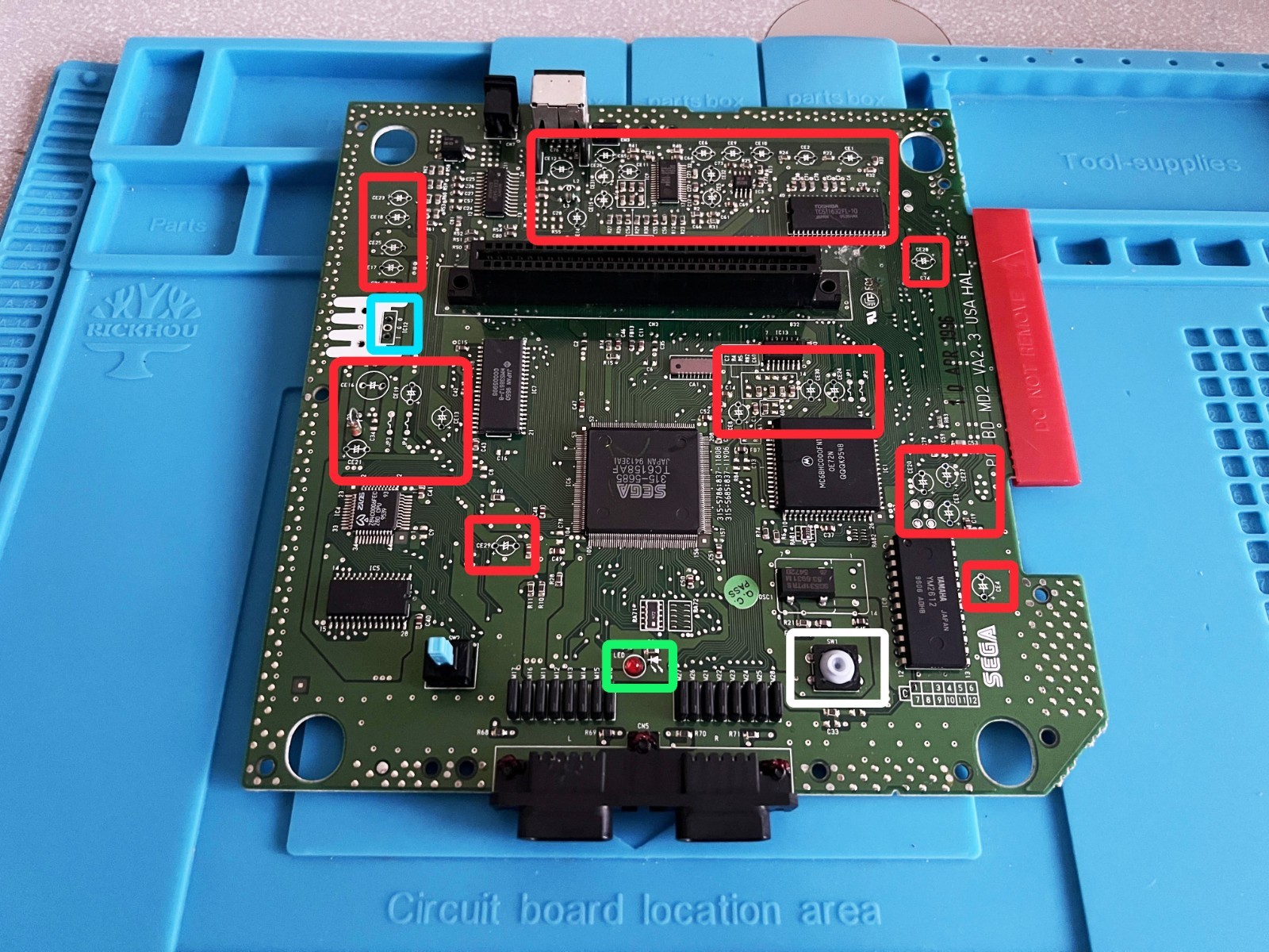 SEGA Genesis Mega Drive Model 2 Full Recap LED Service