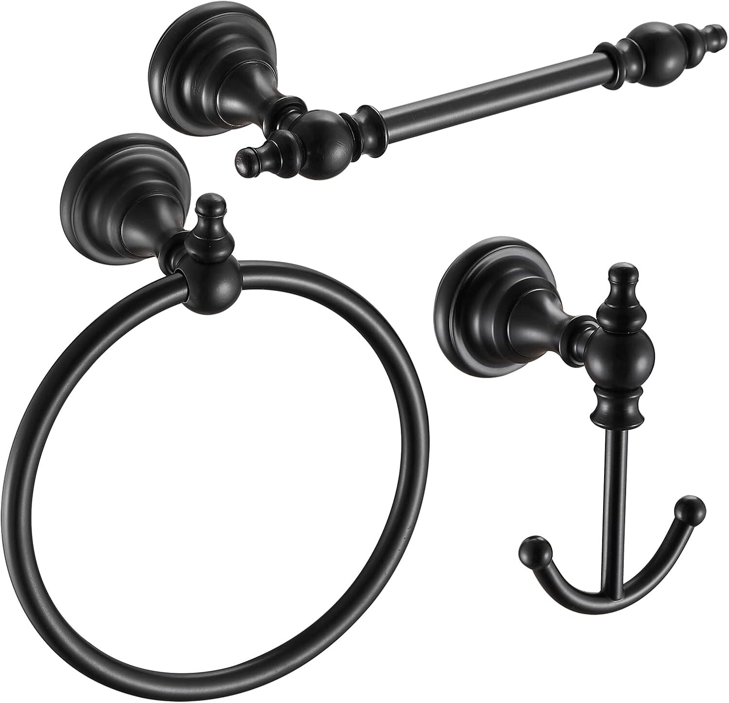 Bathroom Hardware Set 3-Pieces Toilet Paper Holder Towel Ring Robe Towel Hooks