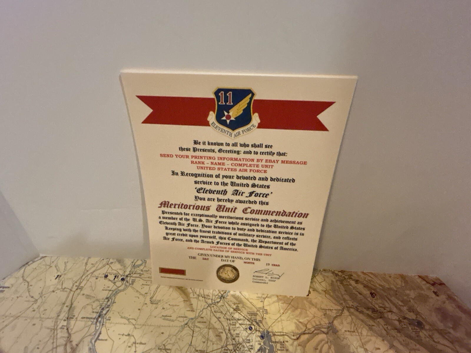 U.S. AIR FORCE / 11TH AIR FORCE - MERITORIOUS UNIT COMMENDATION CERTIFICATE
