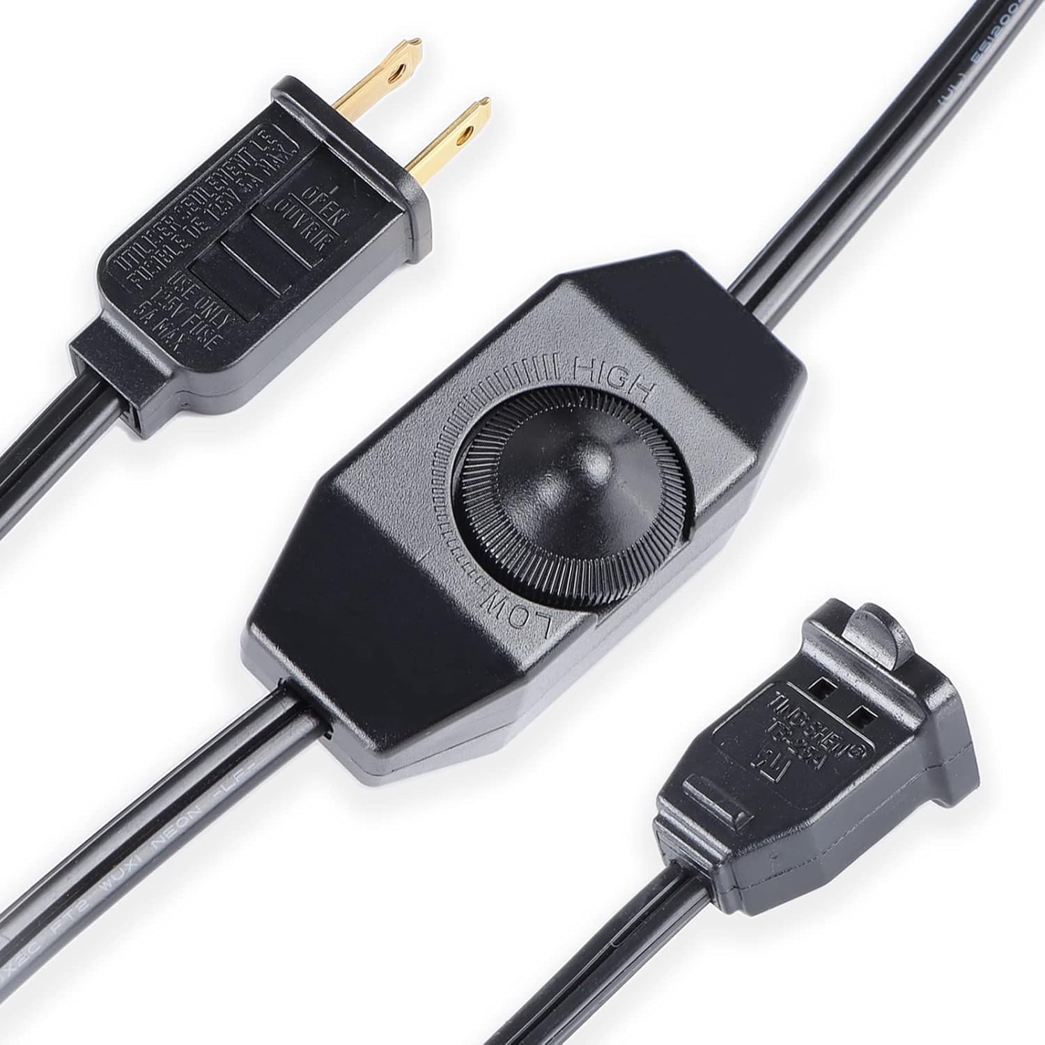 Leymays Lamp Dimmer Switch Extension Cord Plug in Dimmer - Rotary Control for 15