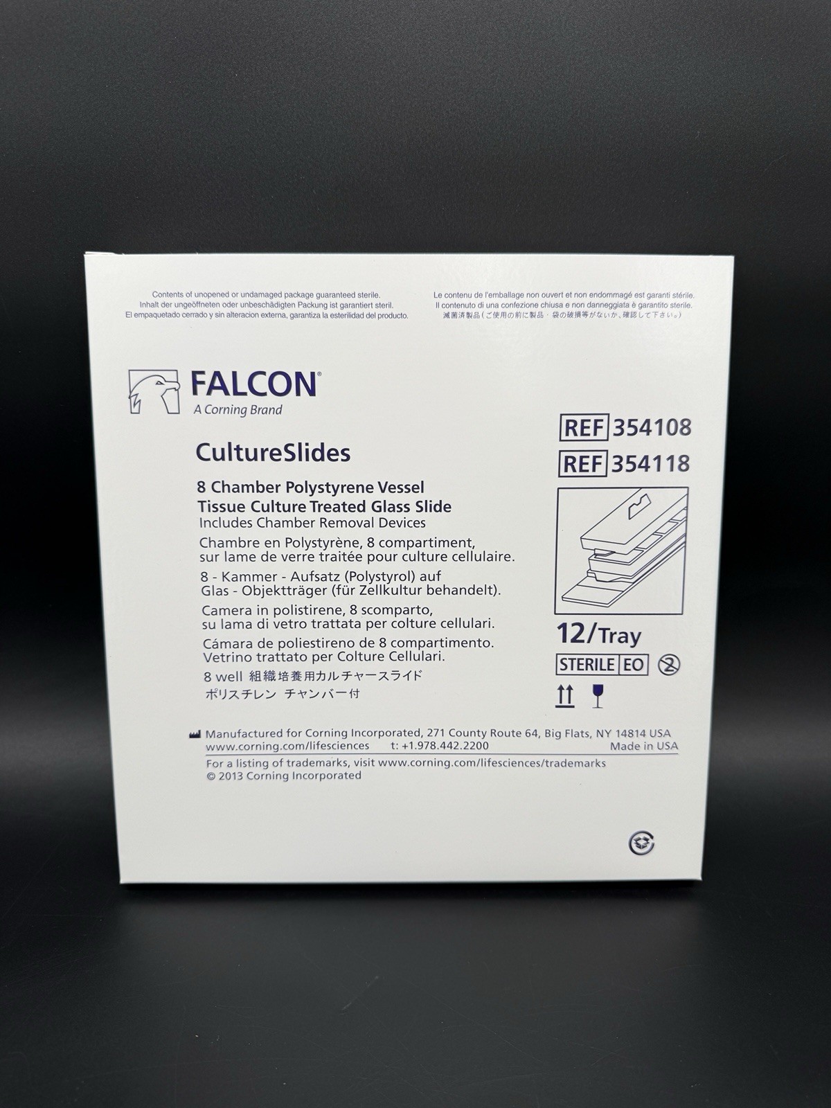Falcon 354108 CultureSlides 8 Chamber Tissue Culture Glass 12 Trays Clean Lab
