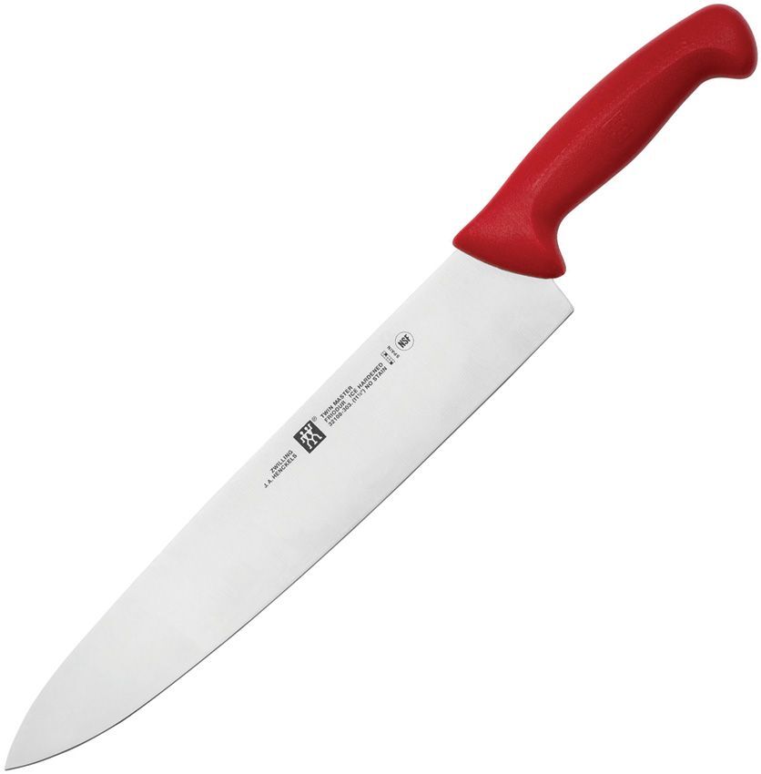 Henckels Zwilling Fixed Knife 12" Stainless Steel Blade Red Plastic Handle
