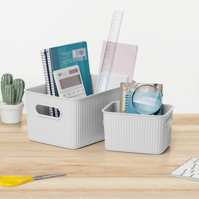 Superio Ribbed Organizer Basket and Lid 5 Liter