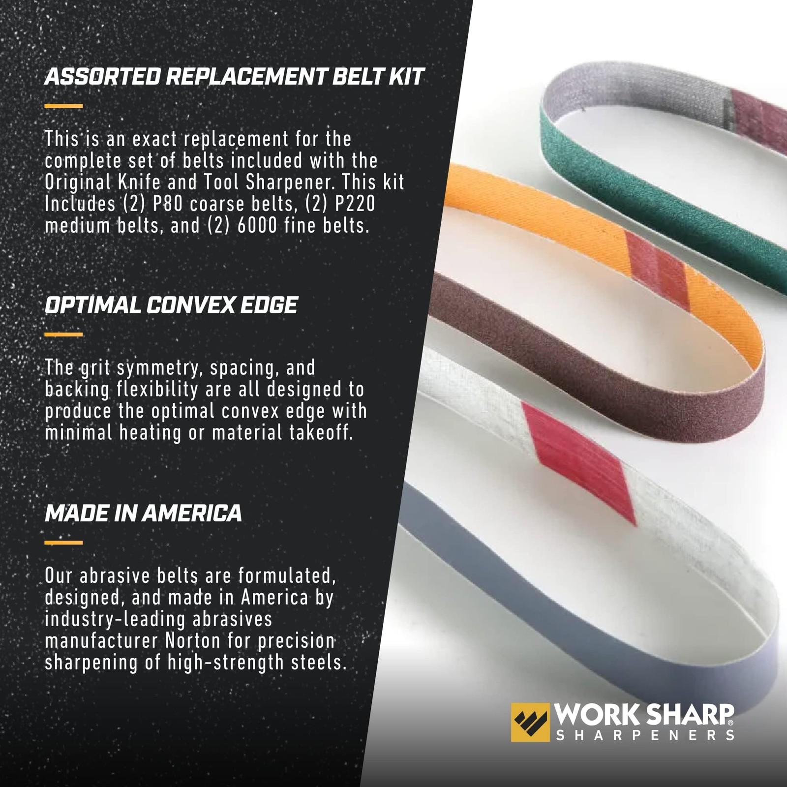 Work Sharp Knife & Tool Sharpener Replacement Belt Kit (WSKTS & WSKTS-KT)