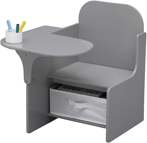 Grey Chair Desk with Storage Bin Ideal for homeschooling or remote learning