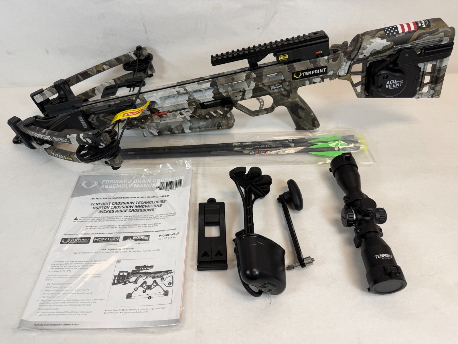 TenPoint Titan 400 Vektra Crossbow w/ACUdraw Silent, Pro-View 400 Scope-FREE S/H