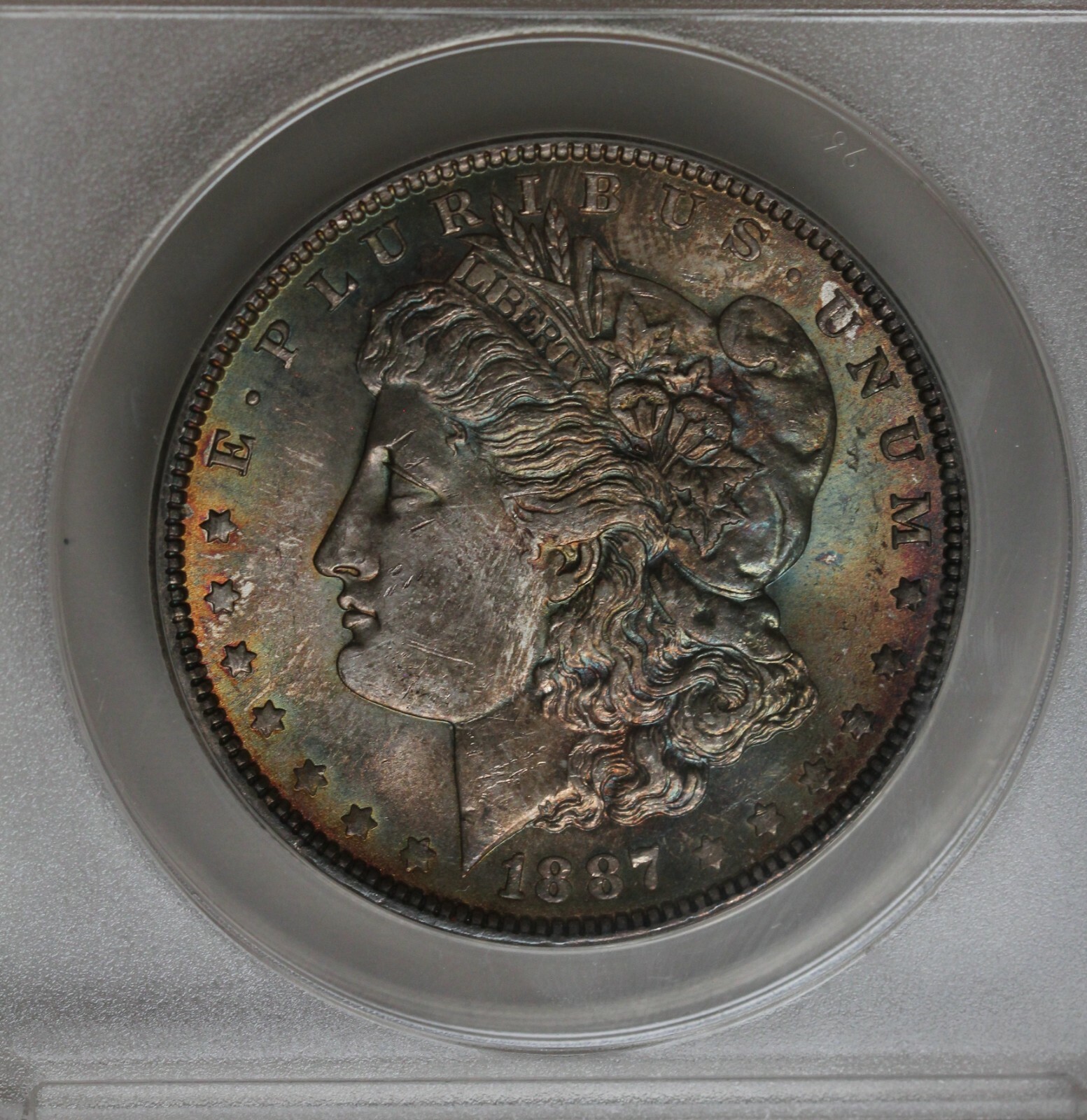 1887 MS 64,  ANACS,  Morgan Silver $1 Miss Liberty Head