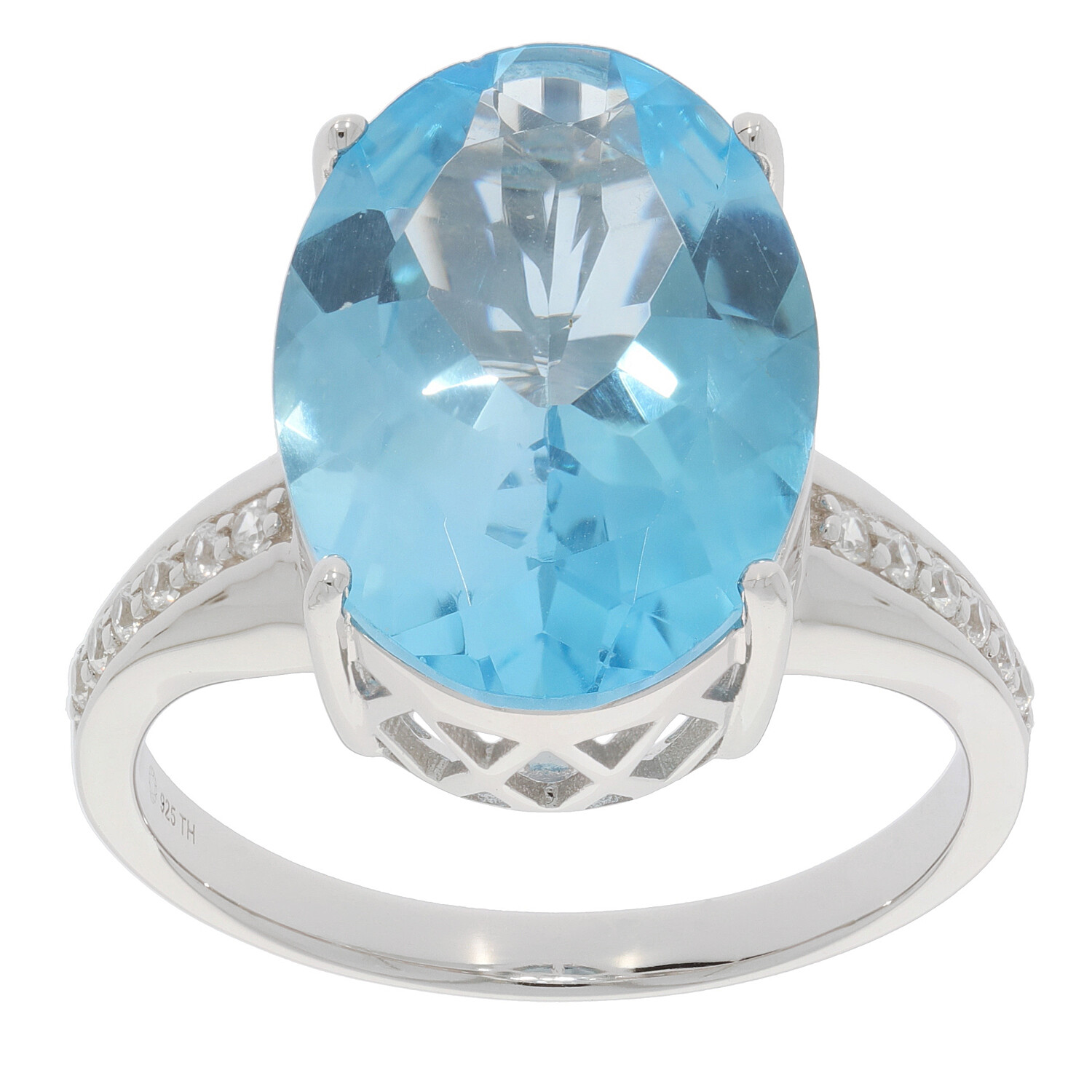 Sterling Silver Semi Mount Ring Setting Oval OV 18X13mm White Topaz
