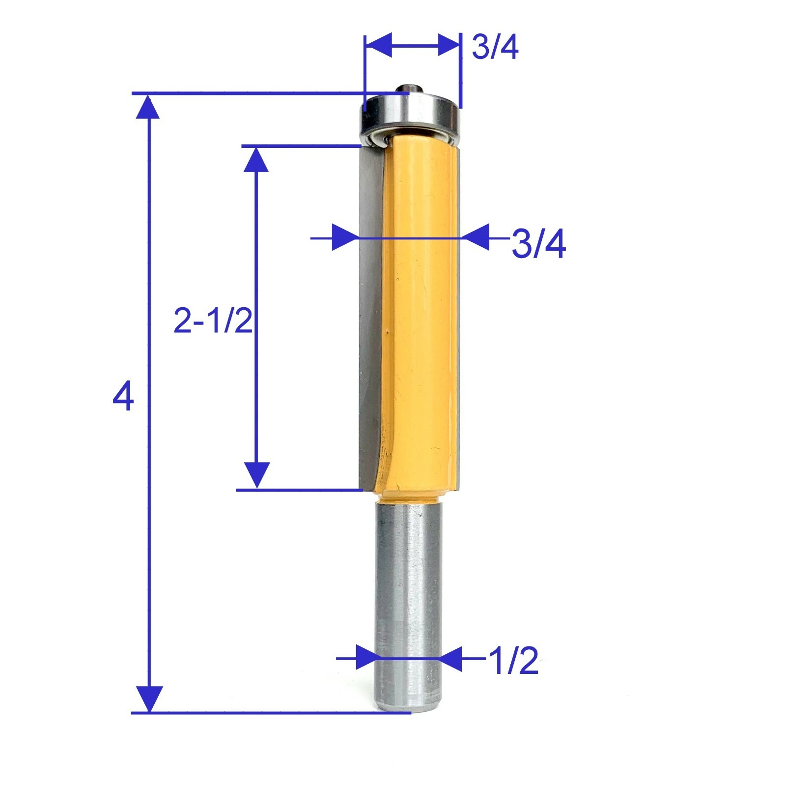 1pc 1/2 SH 2-1/2" Extra Long Flush Trim Top Bearings Router Bit S