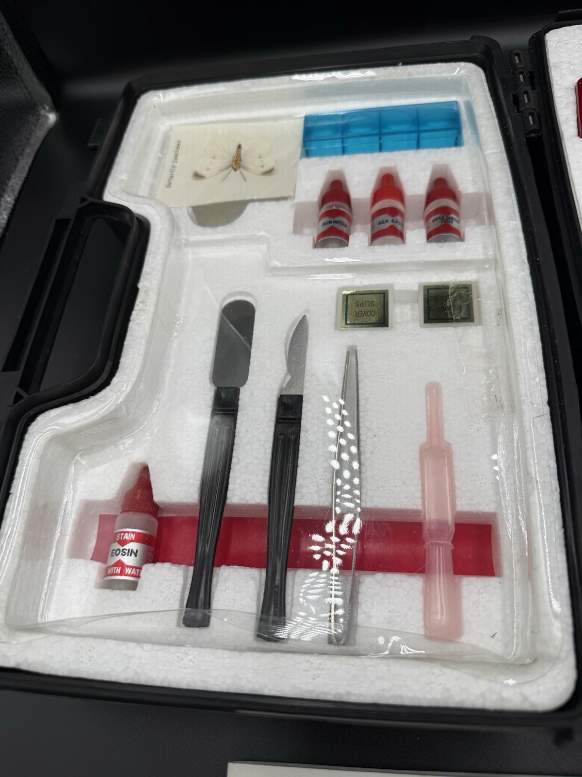 Vintage Tasco red microscope kit, 601200-4F model, includes Carrying Case