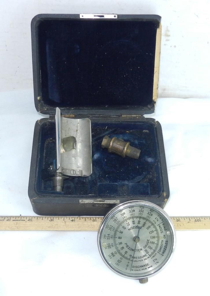VTG AMERICAN S. G. & V Sanborn Nozzle Piezometer Discharge Meter Gauge  w/ Case