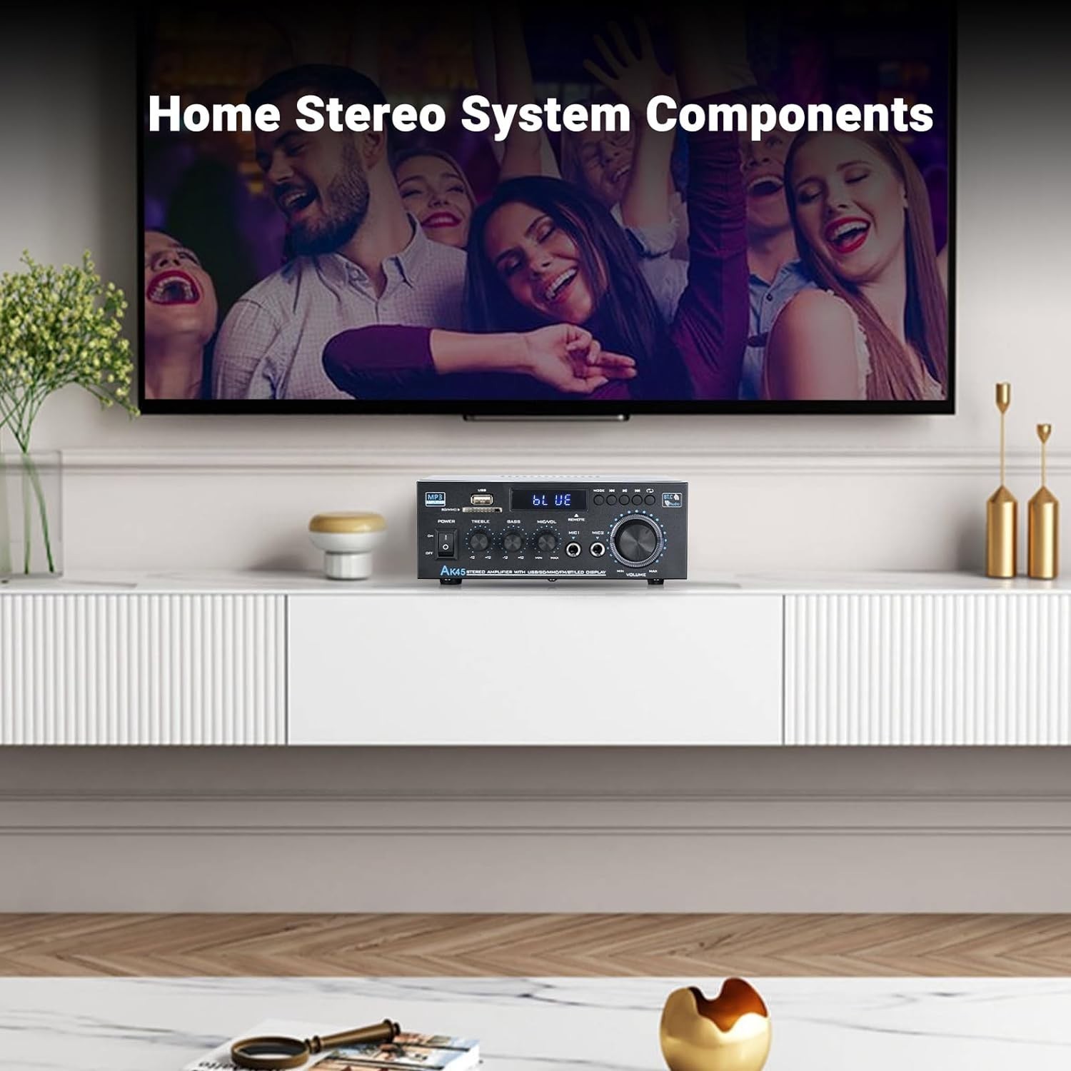 Stereo Receiver & Amplifier Home Audio Amp, AK45 Bluetooth Receiver for Home NEW