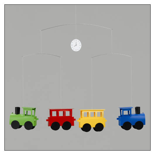 Locomobile - a Flensted Mobile by Louise Helmersen in bright, primary colors