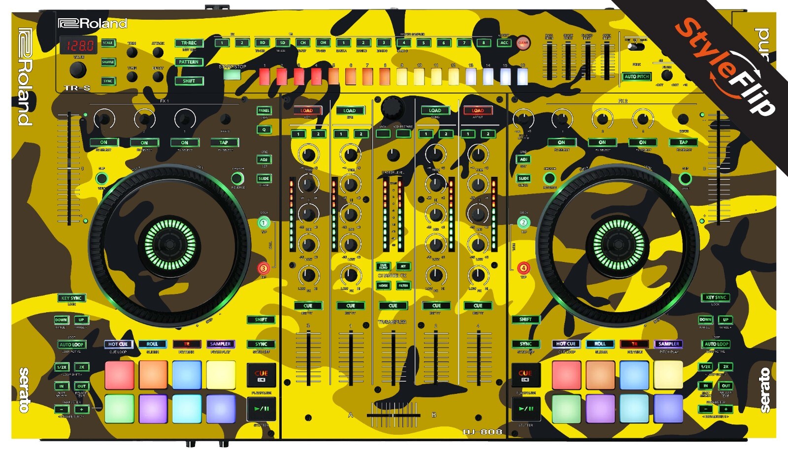 Roland DJ 808 Skins | Yellow Camo | Protective Decal | StyleFlip Skins