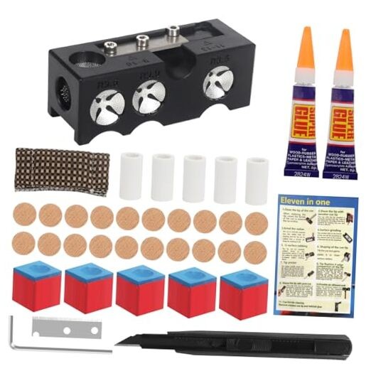 Vefungyan Pool Cue Tips Replacement Kit: 11 in1 Billiards Pool Cue Tip Black