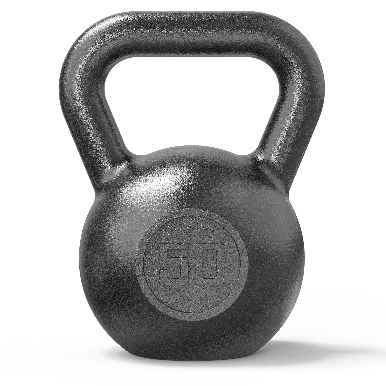 50lb Kettlebell Casting Iron Durable Black Hammertone Finish Black