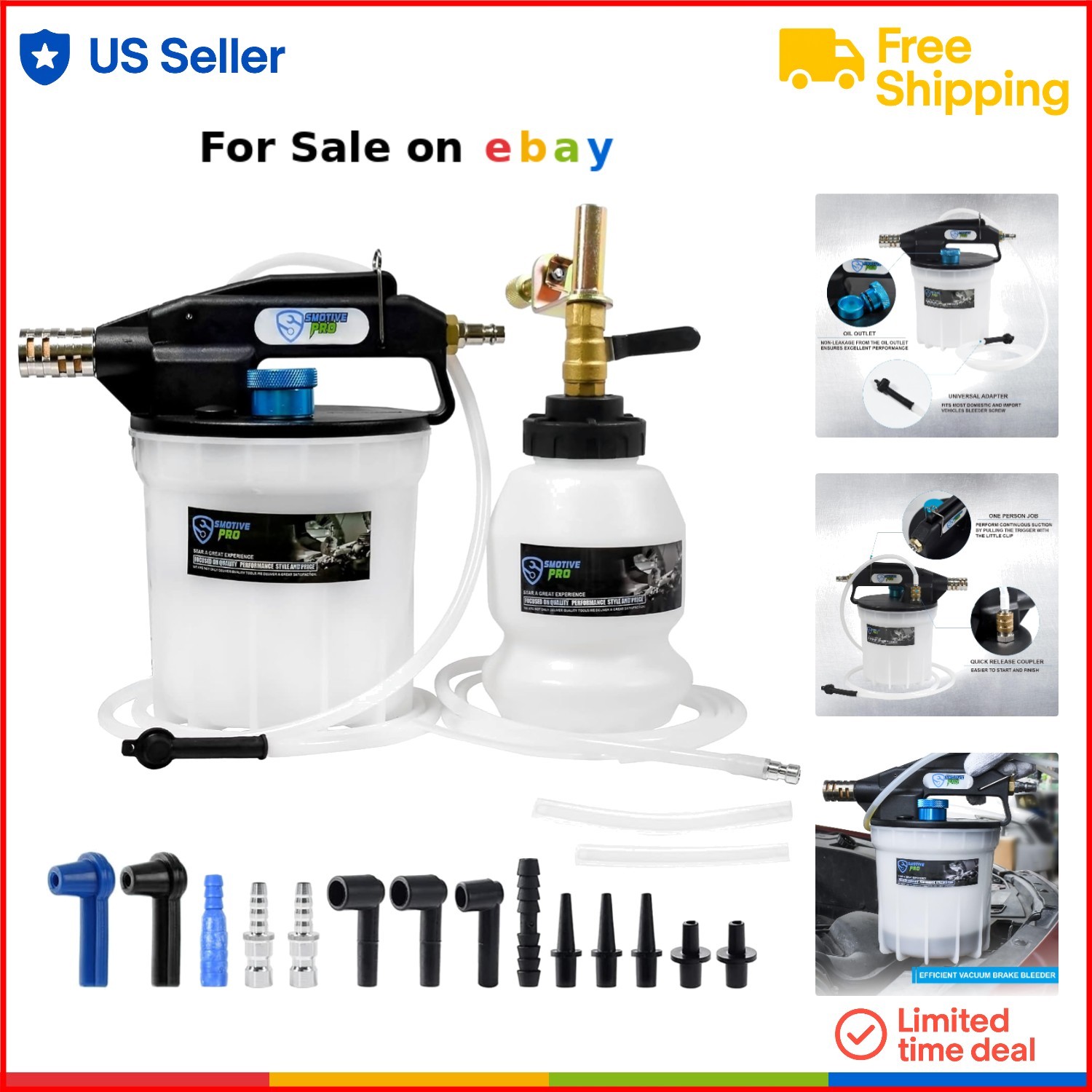 Pneumatic Vacuum Brake Bleeder Kit 2L Fluid Extractor Pump for Cars Trucks