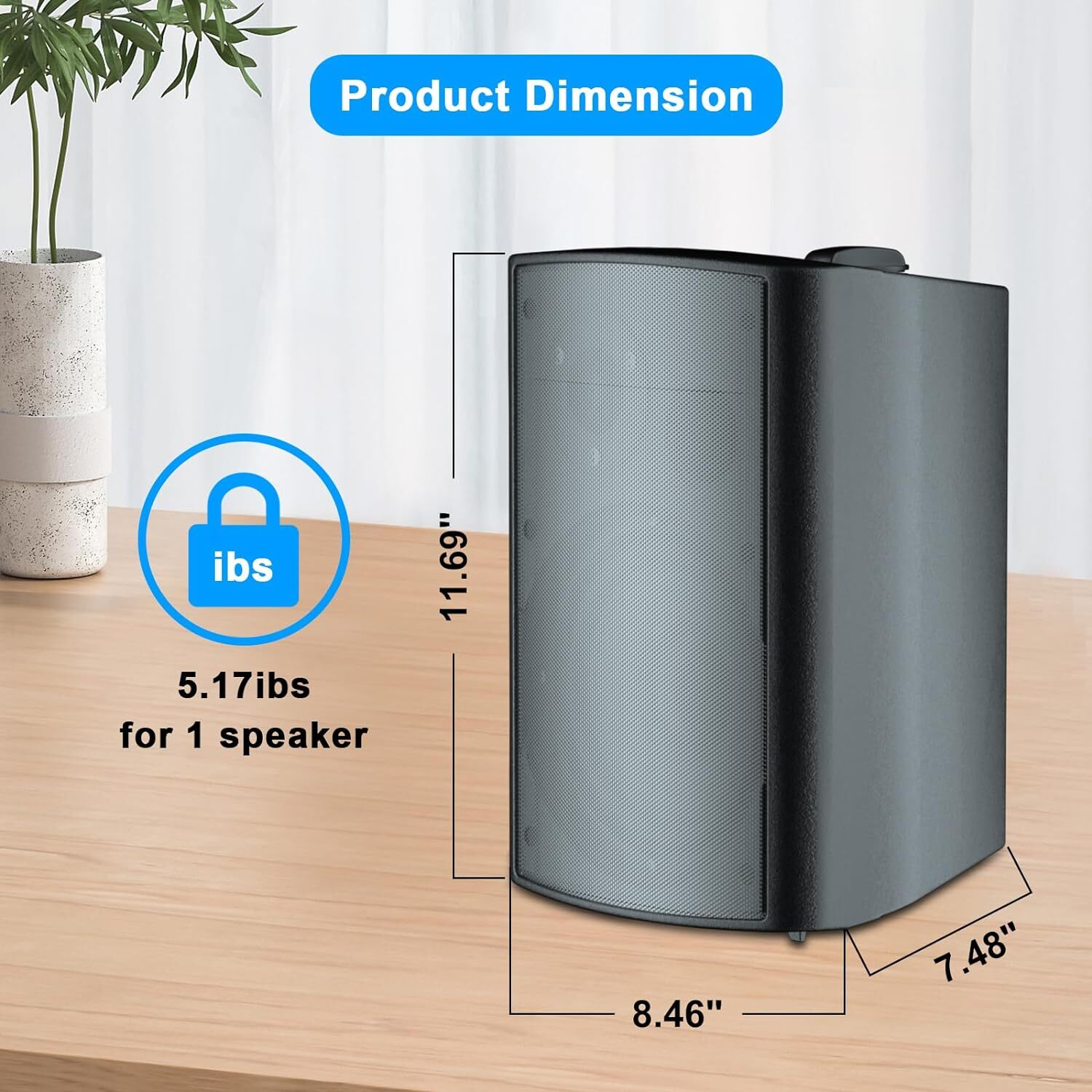 2Pair 800W 6.5" Outdoor Bluetooth Speakers Waterproof Wired Wall Mount