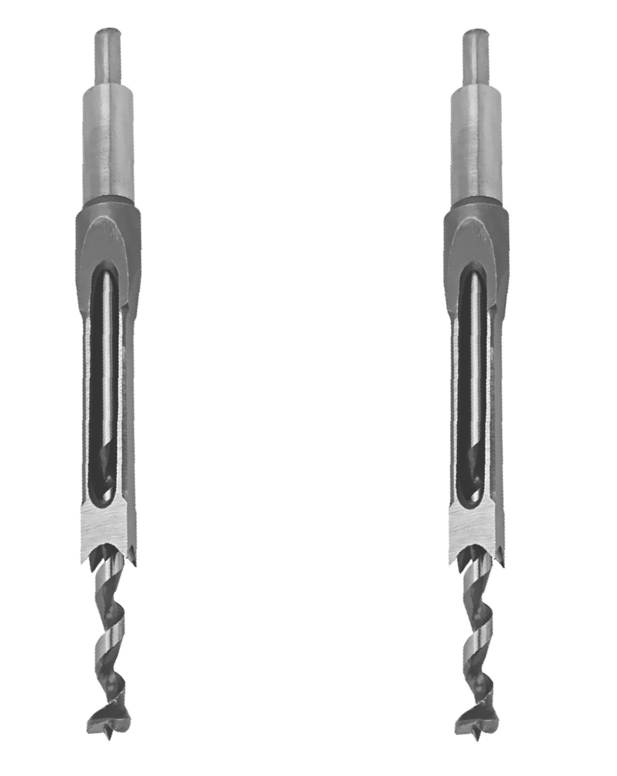 Square Hole Drill Bit 2Pcs 3/8" Woodworking Mortise Hollow Chisel Drill Bit