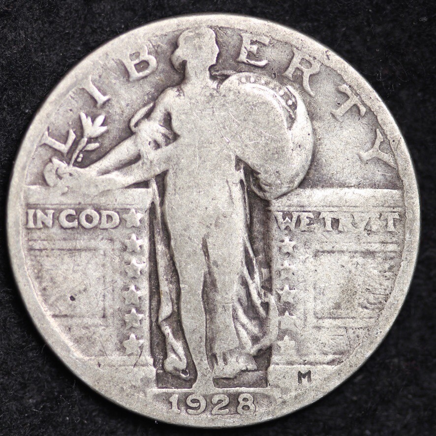 1928 Standing Liberty Quarter Silver GOOD / VG FULL DATE FREE SHIPPING!