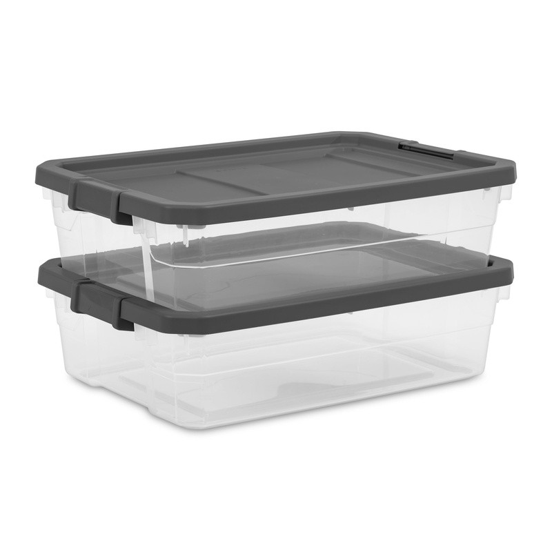 Durable Stackable Storage Bin W/ Secure Lid Closet Garage Basement Organization