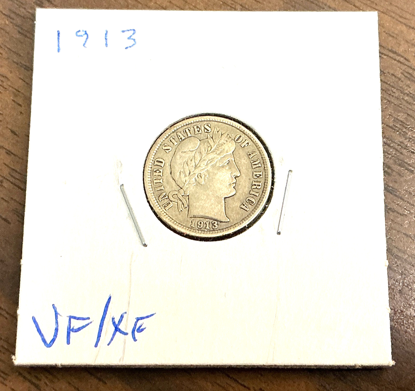 1913 Barber Silver Dime 10c - VF/XF