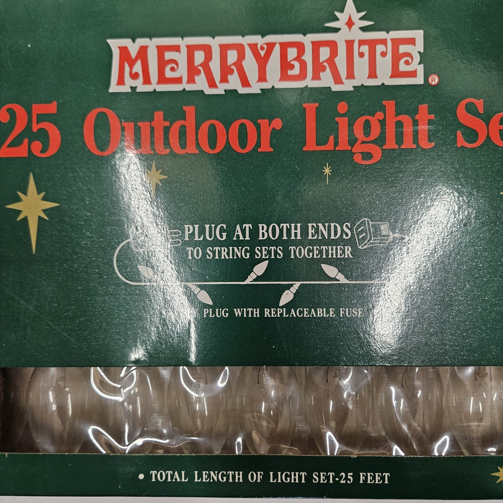 Vintage String Lights Merrybrite Christmas On Main Street Clear Lot Of 2