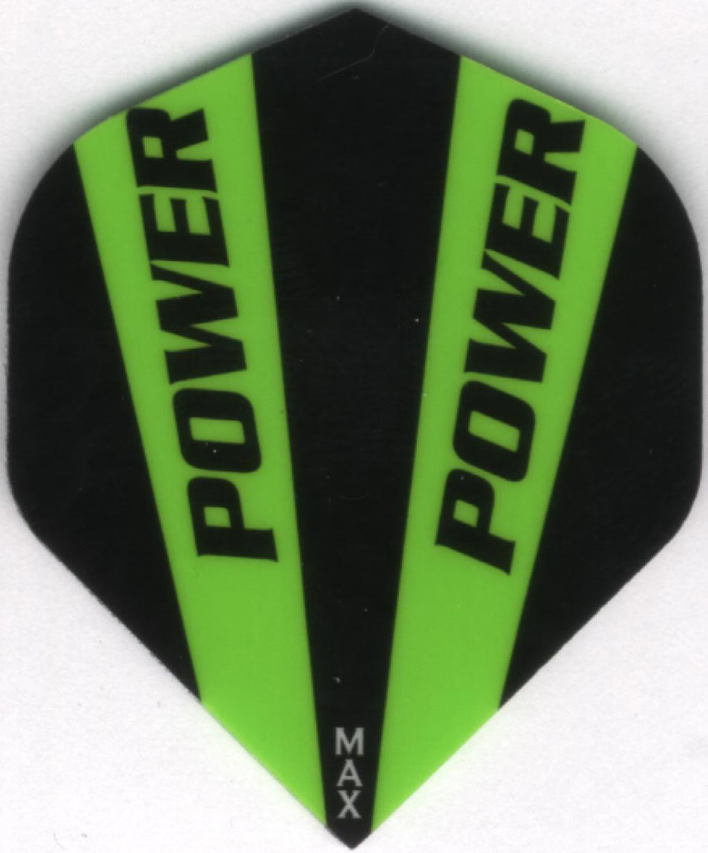 Black and Green POWER MAX Dart Flights: 150 Microns Thick: 3 per set