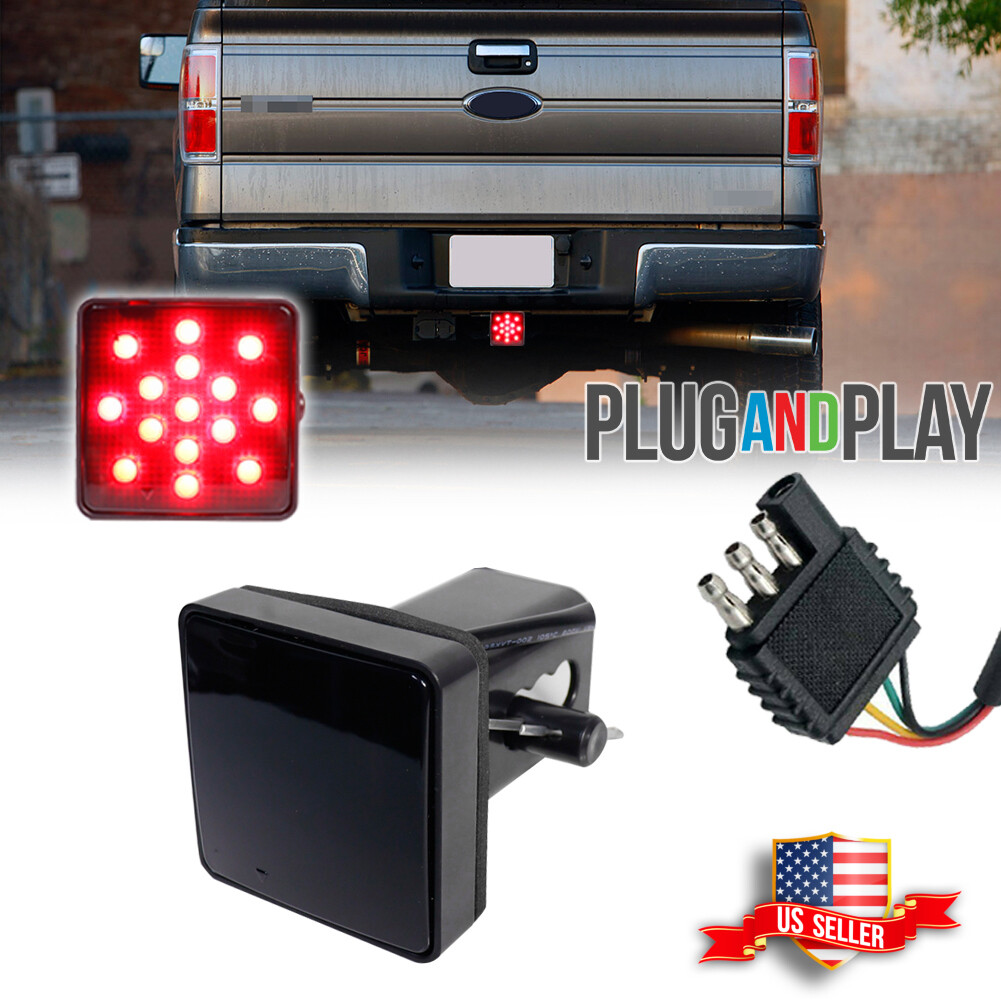 Smoked Lens 15-LED Brake Light Trailer Hitch Cover Fit Towing & Hauling 2" Size