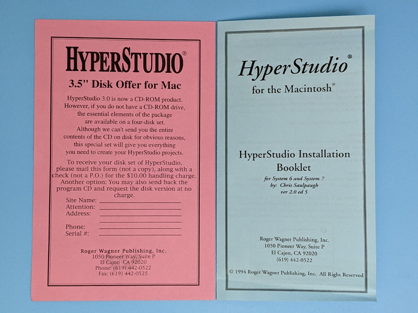 HyperStudio Rager Wagner Guides Reference Tutorials + 3.5” Preview Disk Mac 1992