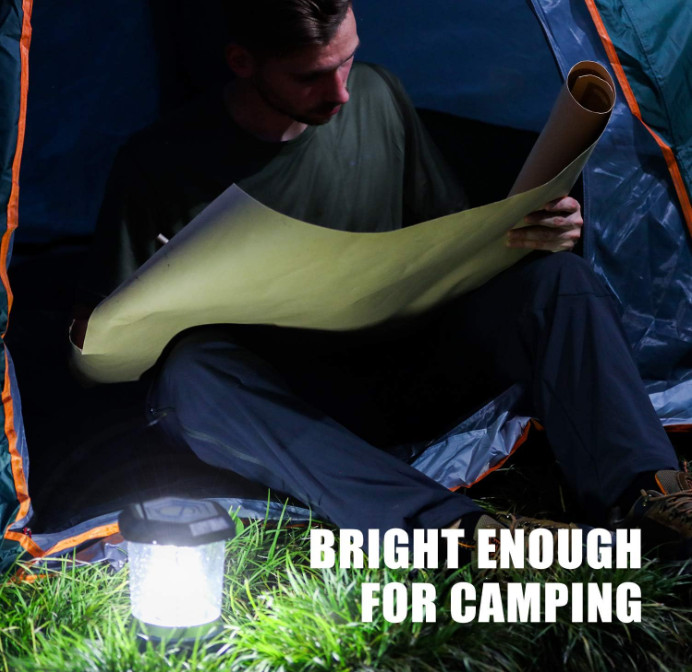 Linterna LED camping 1500 LM, 4 modos, pilas incluidas, resistente al clima