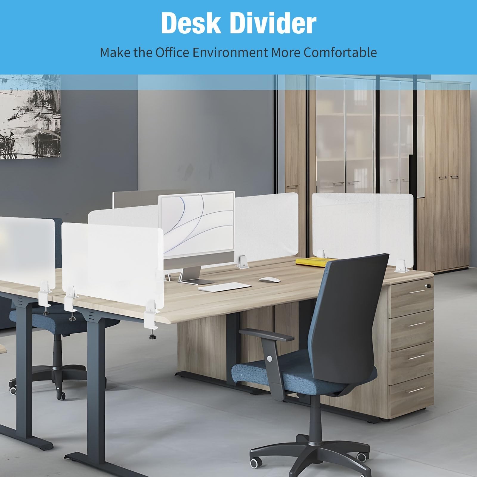 Desk Divider 4 Pcs Desk Privacy Panel 47.2''L x 15.8W'' Office Partitions Fro...