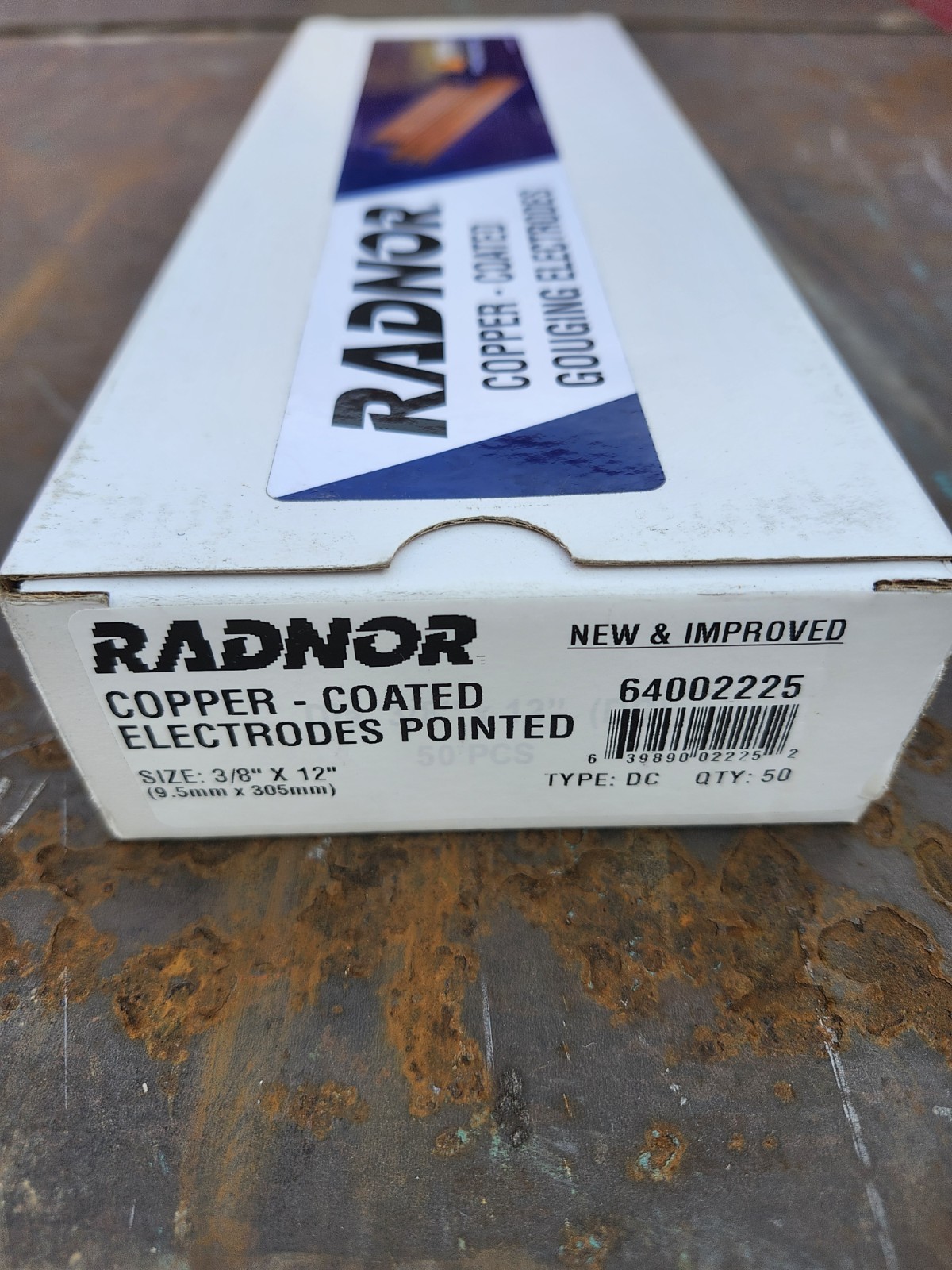 Radnor 64002225 Copper-Coated Welding Gouging Electrodes 3/8 X 12 In 50 Pointed