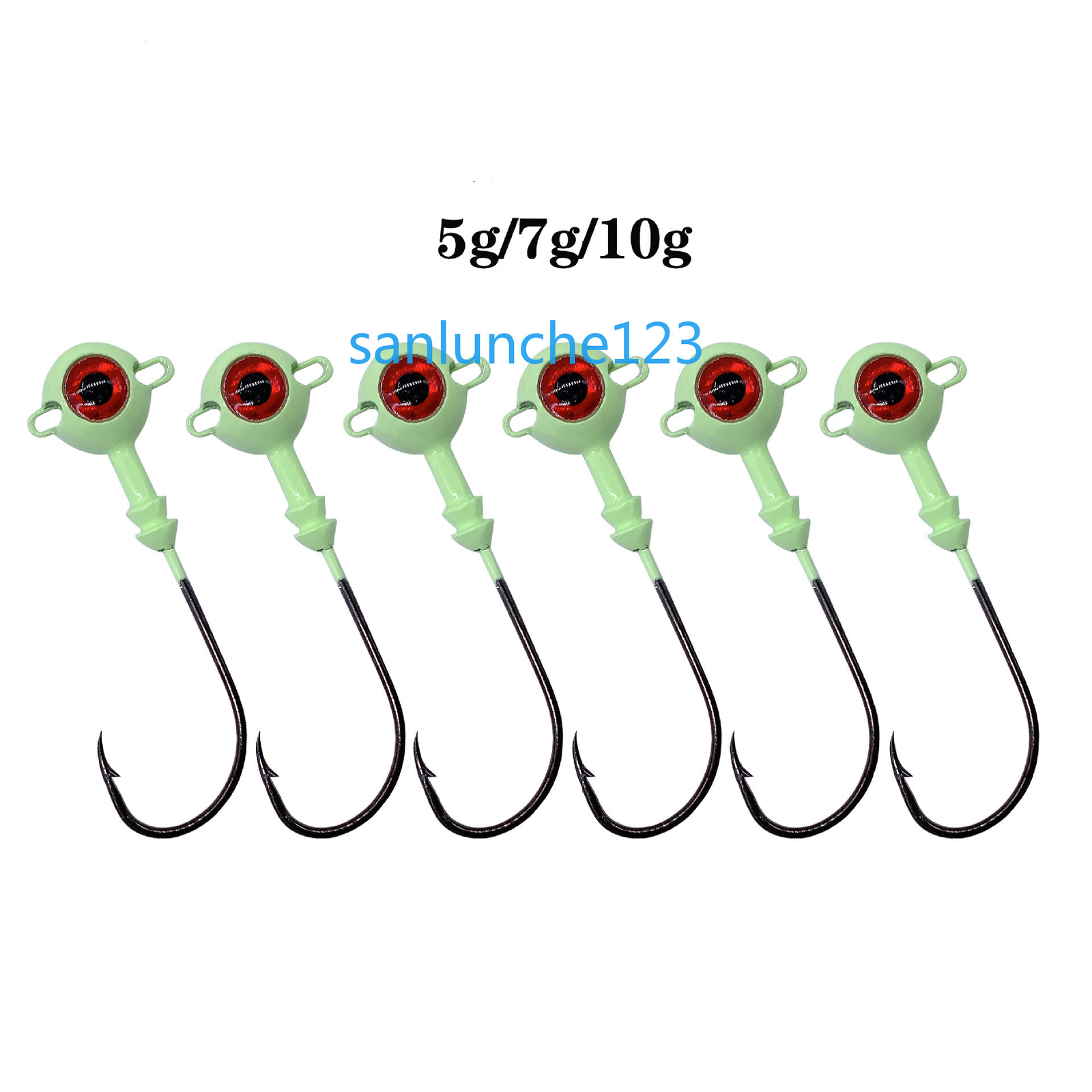 10Pcs High Carbon Steel Fishing Hooks Luminous 3D Eyes Bass Fishing 5g 7g 10g