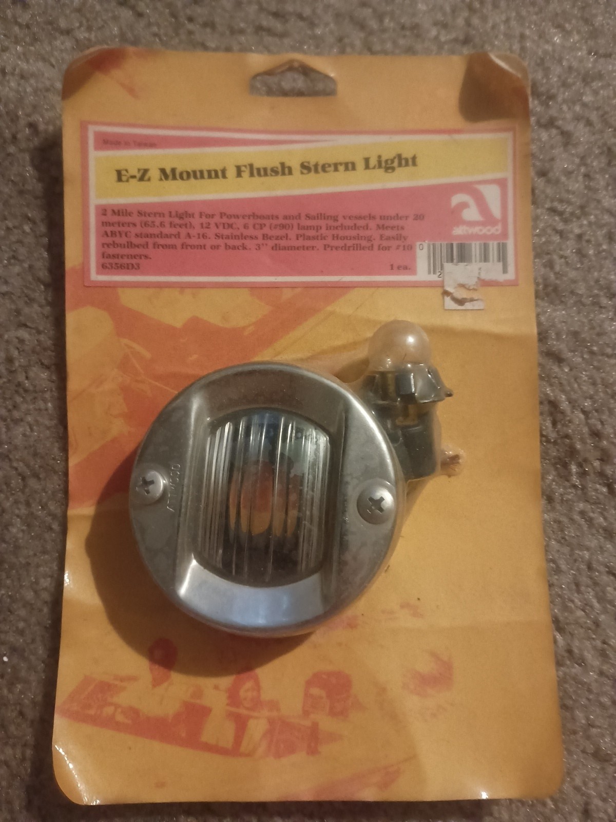 Vintage Attwood Vertical, Flush Mount Transom Light - Round 6356D3
