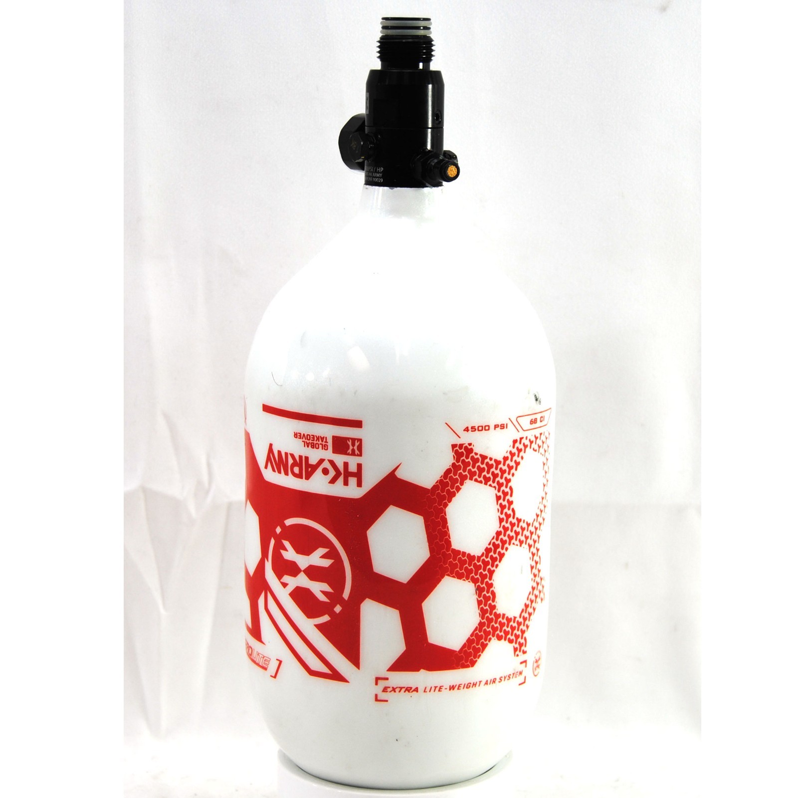 Used HK Army Paintball 68ci/4500psi HPA Air Tank White/Red 03/26 Date