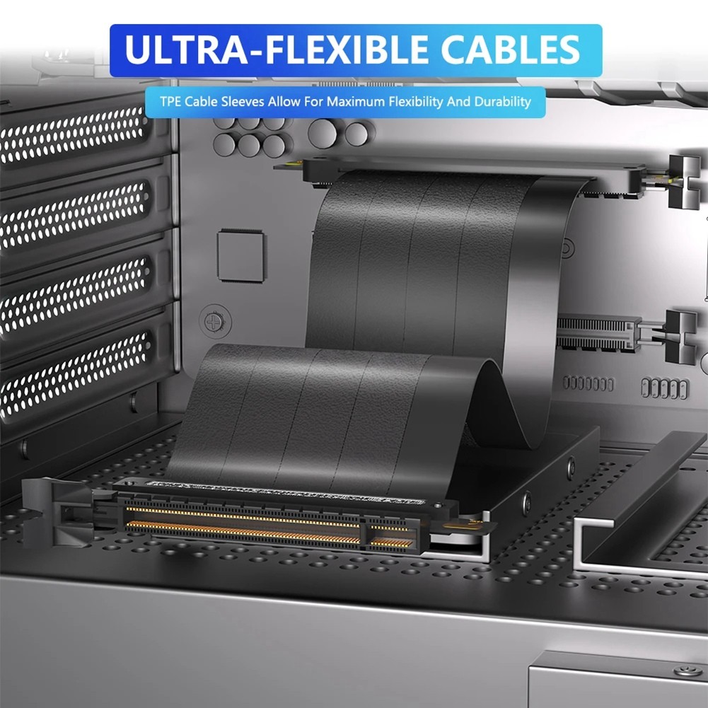 PCIE 4.0 Extension Cable, 16x Shielded High Speed GPU Riser Cable with PCI2722