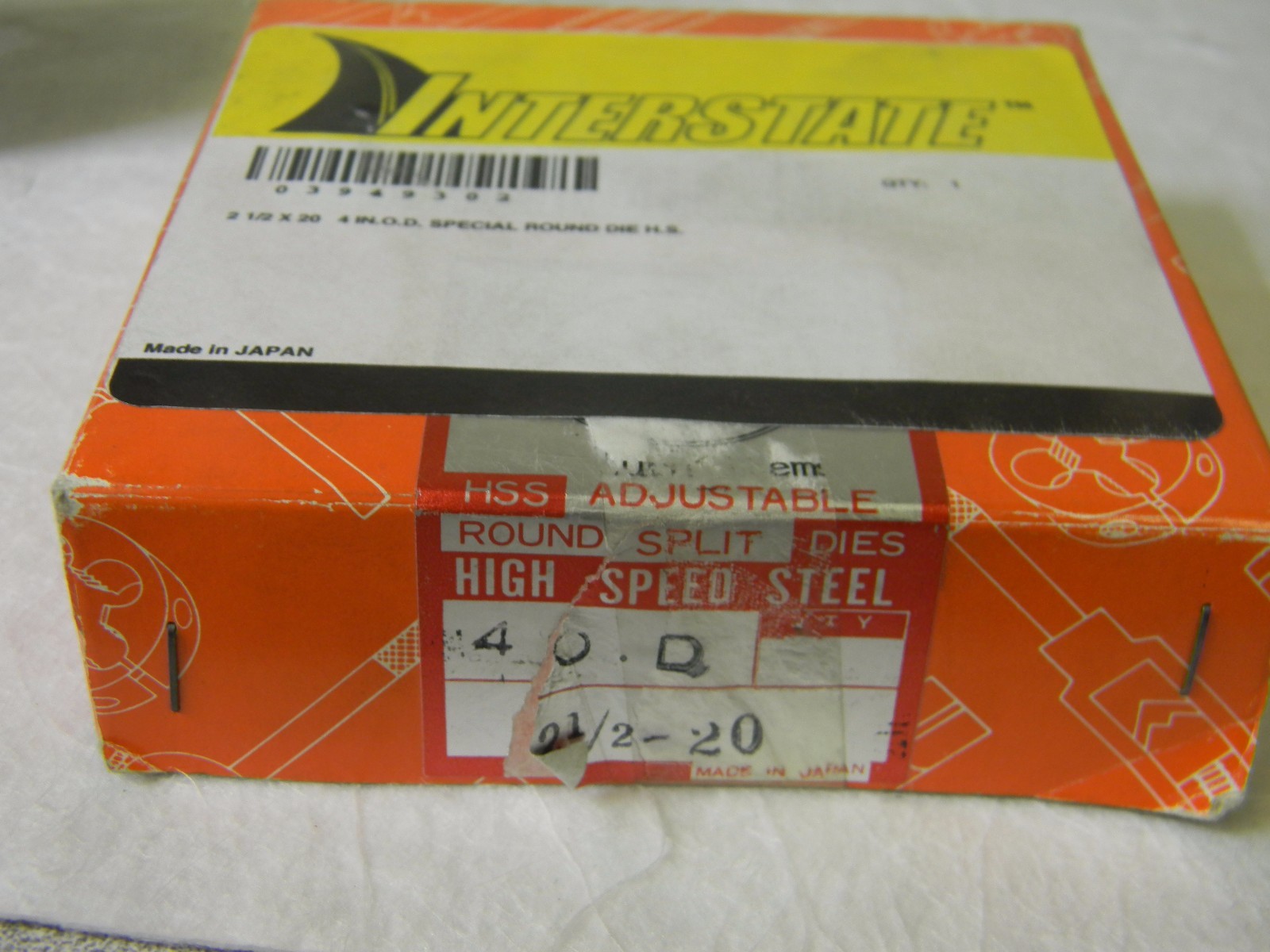 Interstate Adjustable Special Round Split Die 2-1/2 - 20 HSS 4 OD 03949302