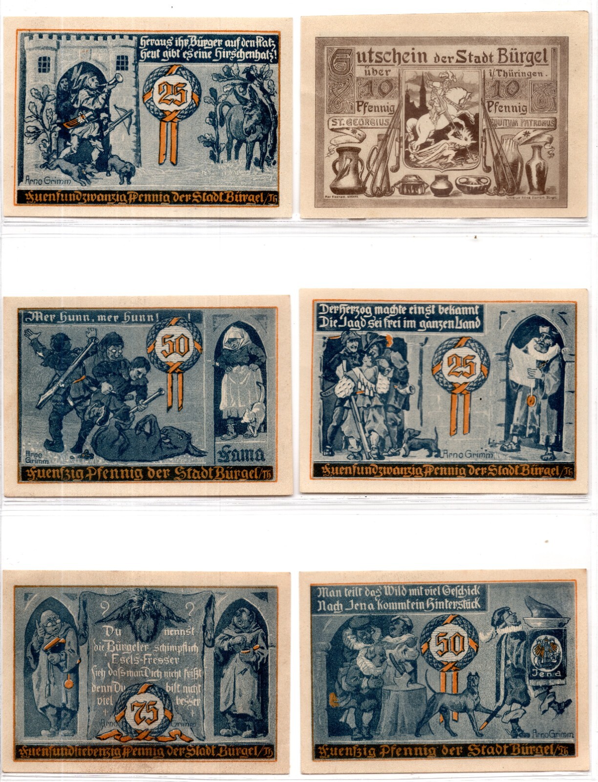 1921 Germany Burgel Notgeld Set of 7 Notes (868)