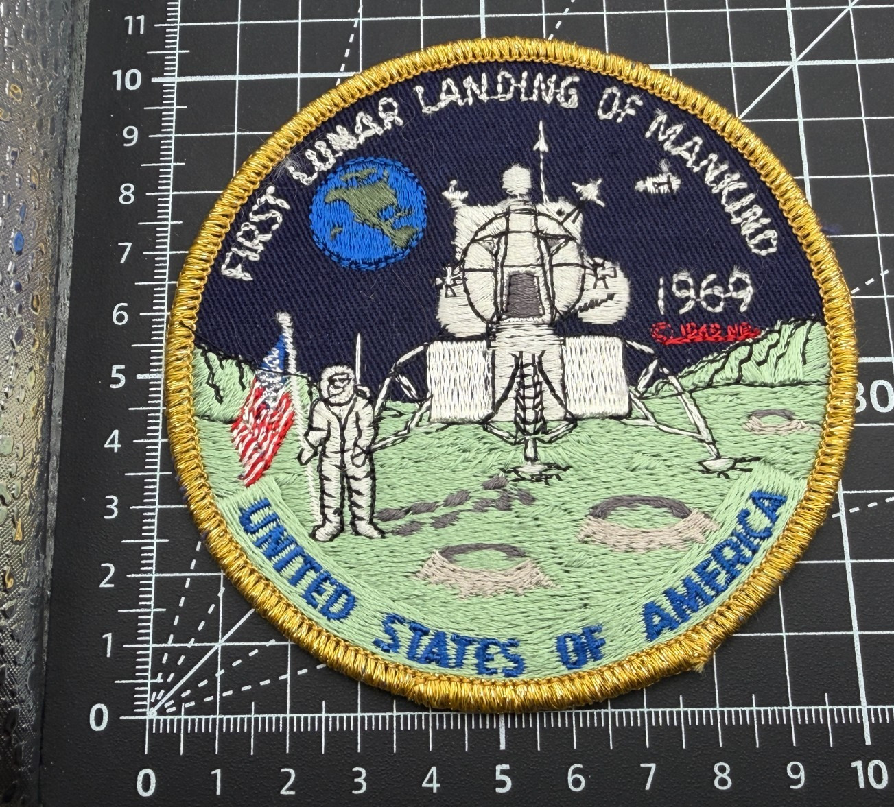 Vintage First Lunar Landing Of Mankind 1969 APOLLO 11 NASA Space Patch 4" Wide