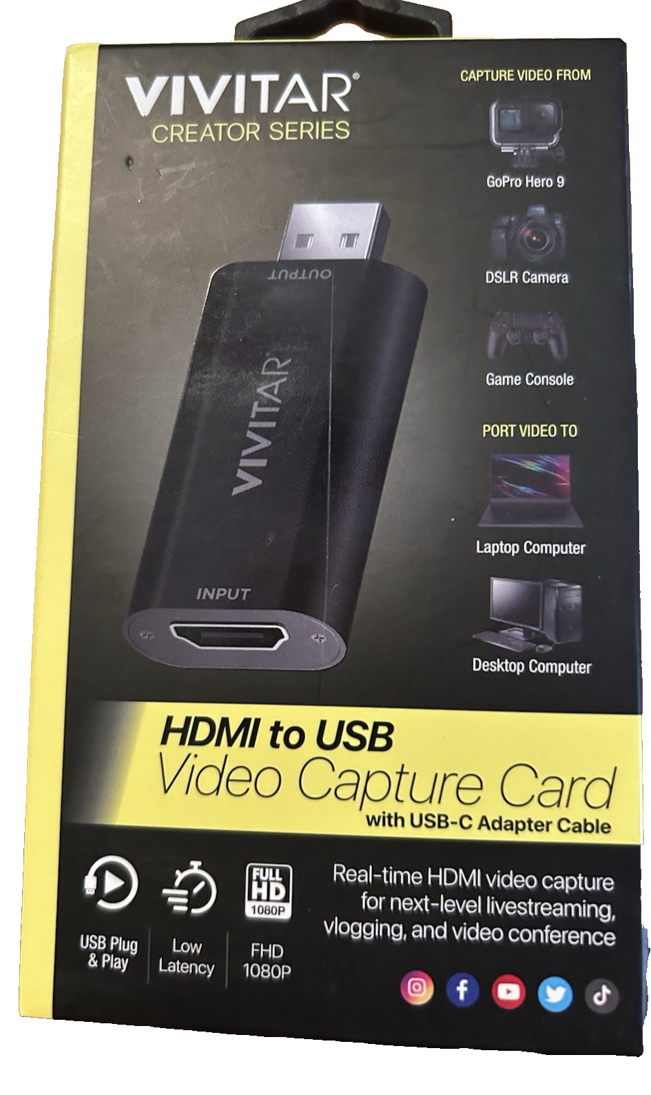 Vivitar Video Capture Card HDMI to USB Plug and Play Low Latency
